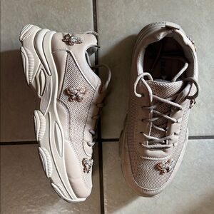 BM Beige Tan  Embellished Butterfly Sneakers Size 7.5